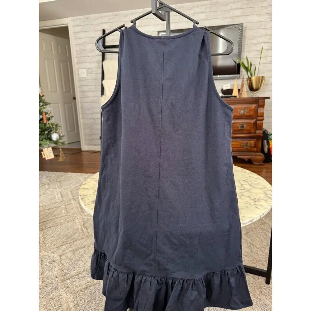 NWT Sundays Skater Sleveeless Round Neck Zip Front Navy Blue Dress Womens Size L - Picture 3 of 8